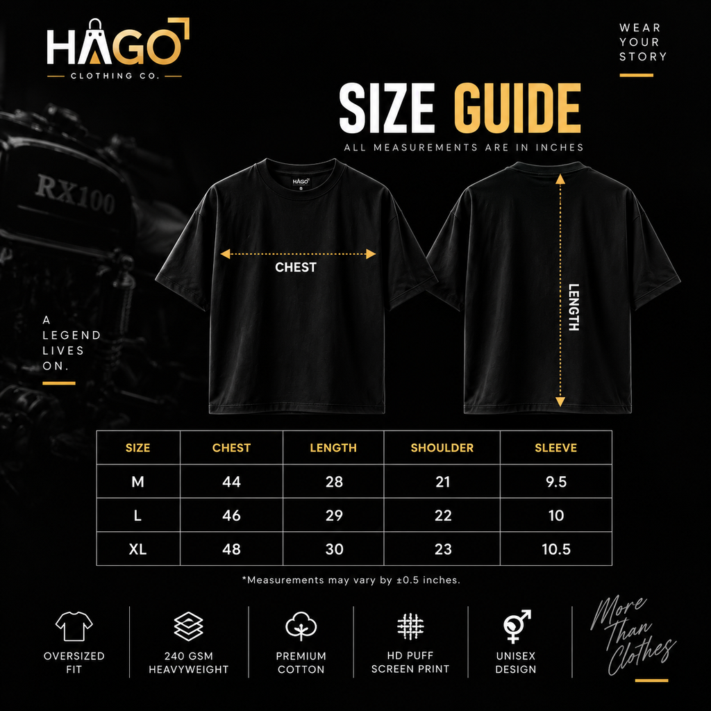 RX100 LEGACY Special Edition 240 GSM Heavyweight Oversized Tees
